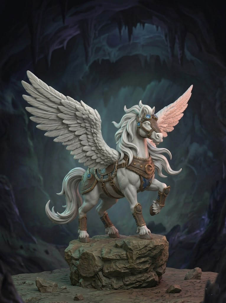Armored Pegasus Fantasy Figure – STL
